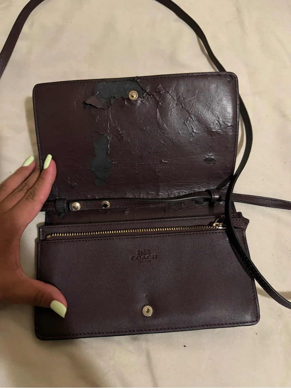Coach Brown Signature Embossed Crossbody Wallet